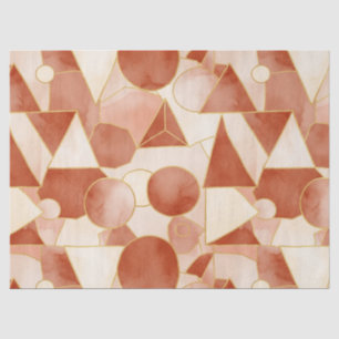 Terracotta Geometric - Gold Line Art Mosaic (1) Tissue Paper