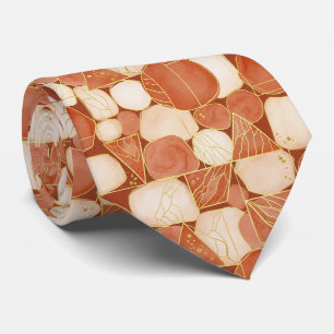 Terracotta Geometric - Gold Line Art Mosaic (2) Tie
