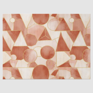 Terracotta Geometric - Gold Line Art Mosaic Tissue Paper