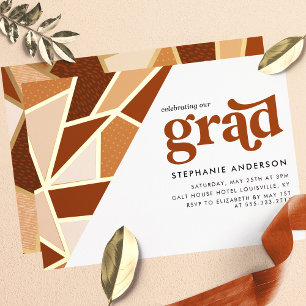 Terracotta Geometric Gold Modern Graduation Party