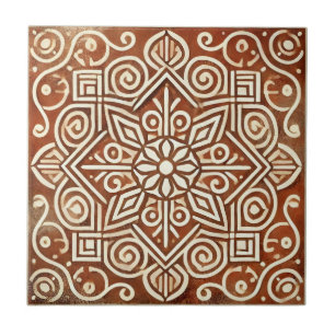 Terracotta Geometric Pattern Ceramic Tile