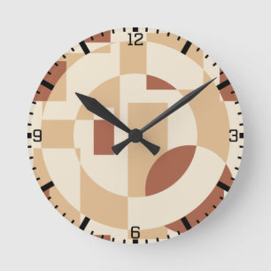 Terracotta geometry Seamless pattern Round Clock