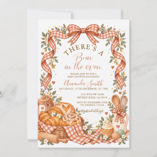 Terracotta Gingham Bun in the Oven Baby Shower Invitation