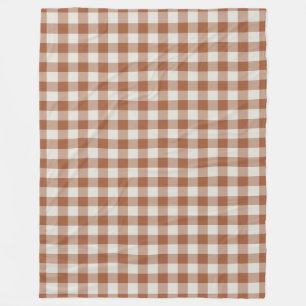 Terracotta Gingham Check Pattern Fleece Blanket