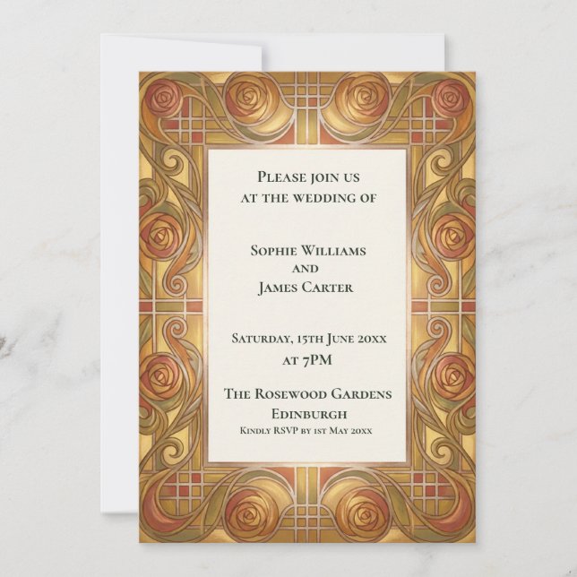 Terracotta Gold Baroque Wedding Invitation (Front)