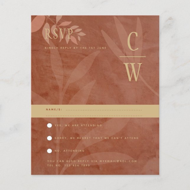 Terracotta Gold Fall Wedding Leaves Modern Flyer (Front)