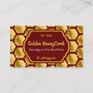 Terracotta Gold Foil Honeycomb Honey Bee Business Card