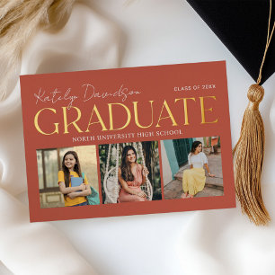 Terracotta Gold Graduate Photo Collage Grad Party