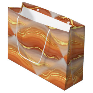 Terracotta Gold Marble Watercolor Abstract Large Gift Bag
