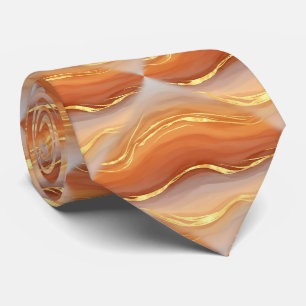 Terracotta Gold Marble Watercolor Abstract Tie