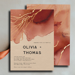 Terracotta Gold Modern Stylish Beach Fall Wedding Invitation