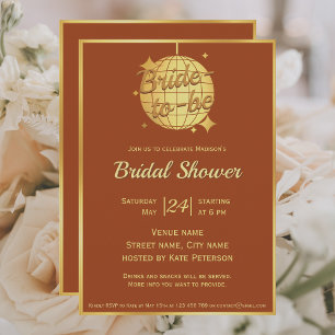 Terracotta gold moroccan rusty brown bridal shower invitation