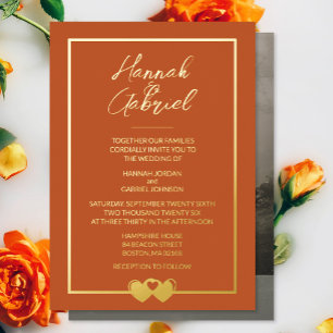 Terracotta Gold Photo Wedding Foil Invitation