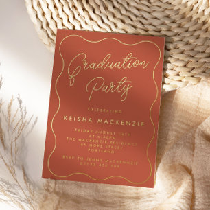 Terracotta & Gold Squiggle Graduation Party