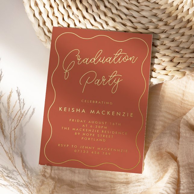 Terracotta & Gold Squiggle Graduation Party (Creator Uploaded)
