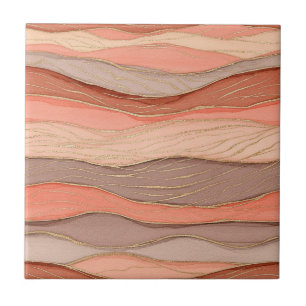 Terracotta Gold Vein Marble - Warm Luxury 10 Ceramic Tile