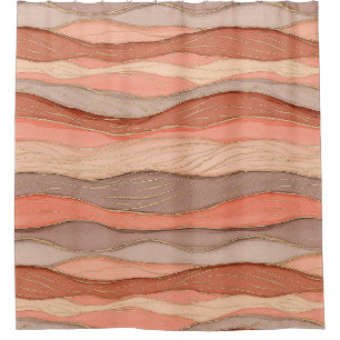 Terracotta Gold Vein Marble - Warm Luxury (10) Shower Curtain