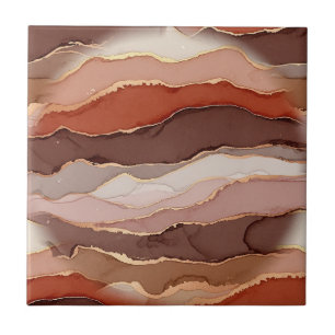Terracotta Gold Vein Marble - Warm Luxury (1) Ceramic Tile