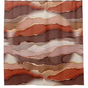 Terracotta Gold Vein Marble - Warm Luxury (1)      Shower Curtain