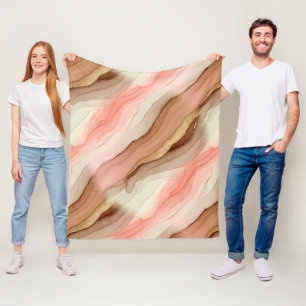 Terracotta Gold Vein Marble - Warm Luxury (2) Fleece Blanket