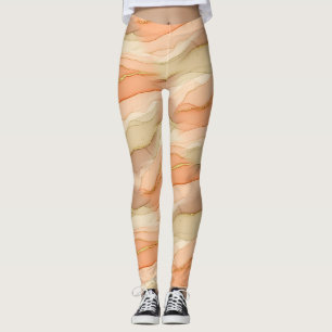 Terracotta Gold Vein Marble - Warm Luxury (3) Leggings
