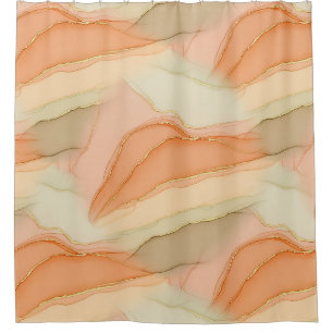 Terracotta Gold Vein Marble - Warm Luxury (4) Shower Curtain