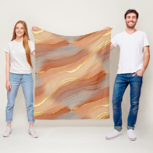 Terracotta Gold Vein Marble - Warm Luxury (5) Fleece Blanket