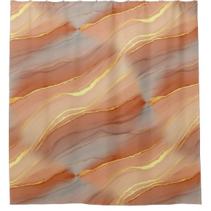 Terracotta Gold Vein Marble - Warm Luxury (5) Shower Curtain