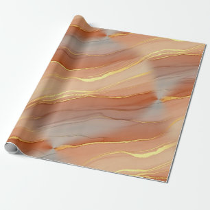 Terracotta Gold Vein Marble - Warm Luxury (5) Wrapping Paper