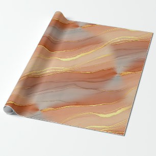 Terracotta Gold Vein Marble - Warm Luxury (5) Wrapping Paper