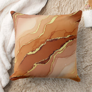 Terracotta Gold Vein Marble - Warm Luxury (6) Cushion