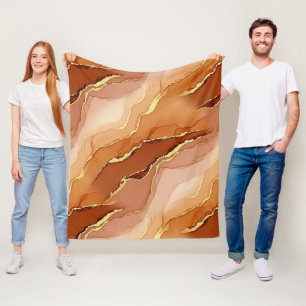 Terracotta Gold Vein Marble - Warm Luxury (6)      Fleece Blanket