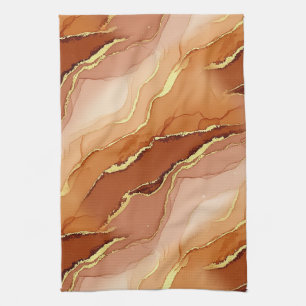 Terracotta Gold Vein Marble - Warm Luxury (6) Tea Towel