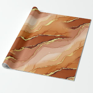 Terracotta Gold Vein Marble - Warm Luxury (6) Wrapping Paper