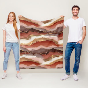 Terracotta Gold Vein Marble - Warm Luxury (7)      Fleece Blanket