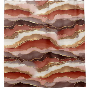 Terracotta Gold Vein Marble - Warm Luxury (7) Shower Curtain