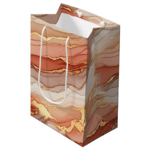 Terracotta Gold Vein Marble - Warm Luxury (8) Medium Gift Bag