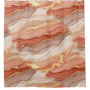 Terracotta Gold Vein Marble - Warm Luxury (8) Shower Curtain