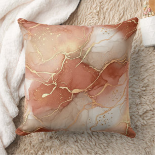 Terracotta Gold Vein Marble - Warm Luxury (9) Cushion