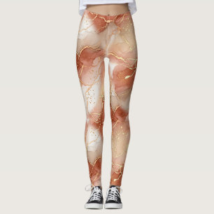 Terracotta Gold Vein Marble - Warm Luxury (9) Leggings