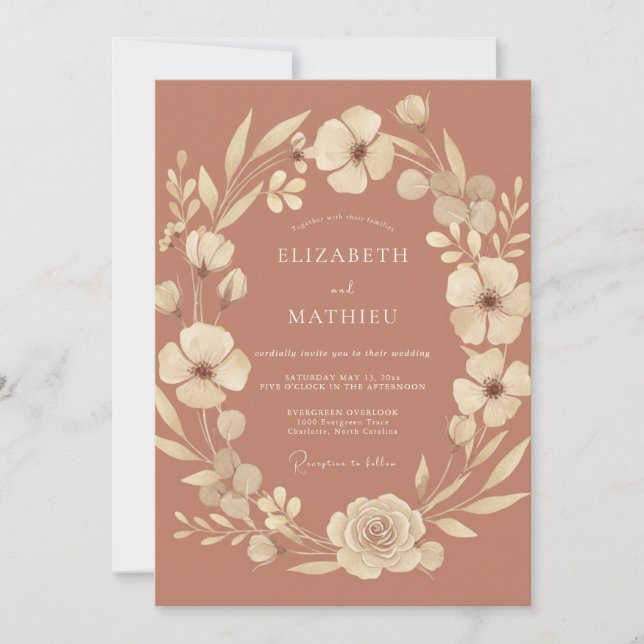 Terracotta Graceful Boho Wedding Invitation (Front)