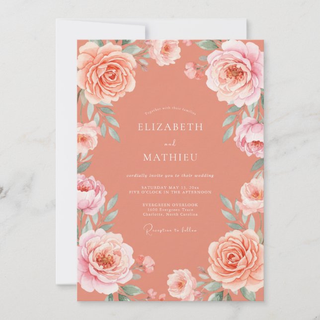 Terracotta Graceful Summer Wedding Invitation (Front)
