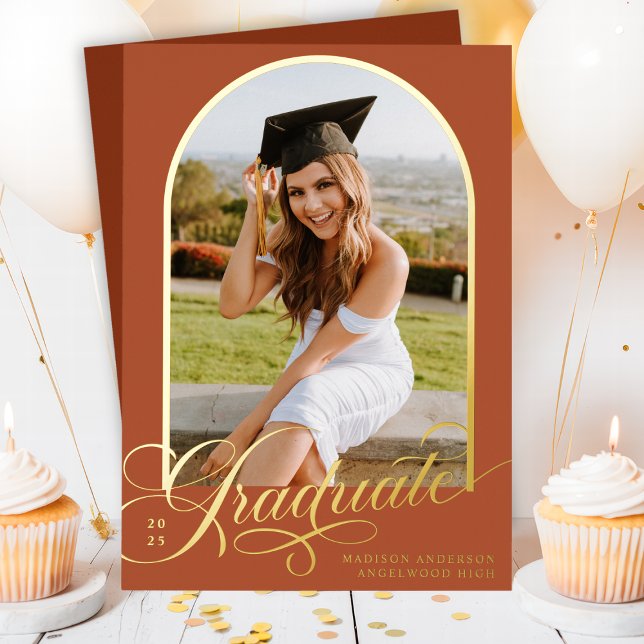 Terracotta Graduate Foil Graduation Announcement (Creator Uploaded)