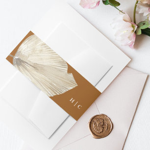 Terracotta Grass Tropical Jungle Floral Wedding Invitation Belly Band