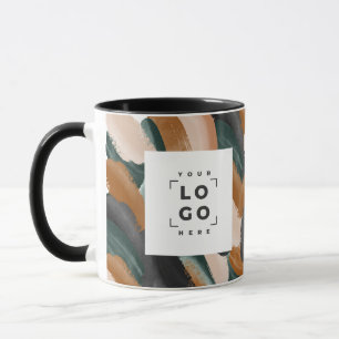 Terracotta, green abstract painted minimal modern mug