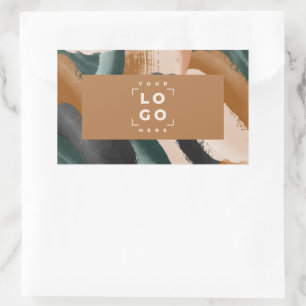 Terracotta, green abstract painted minimal modern  rectangular sticker