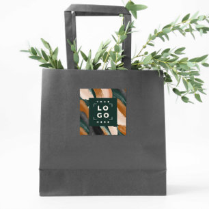 Terracotta, green abstract painted minimal modern  square sticker