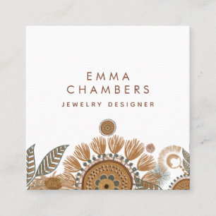Terracotta Green Jewellery Designer Square Business Card