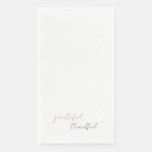 Terracotta & Green Script Grateful Thankful Napkin
