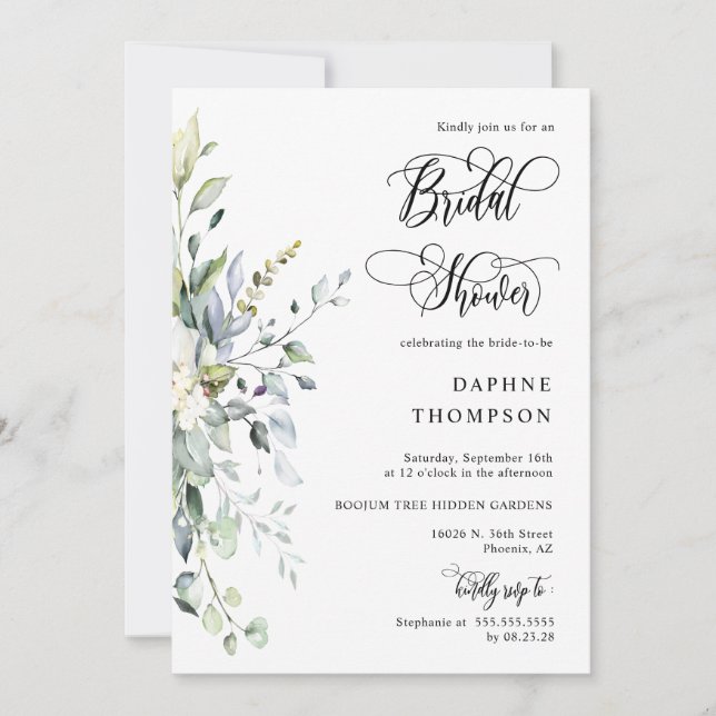 Terracotta Greenery Bridal Shower QR Code Photo Invitation (Front)